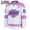 Los Angeles Kings Fanatics Hockey Fights Cancer Practice Custom 2024-25 Weiss Trikot - Kinder